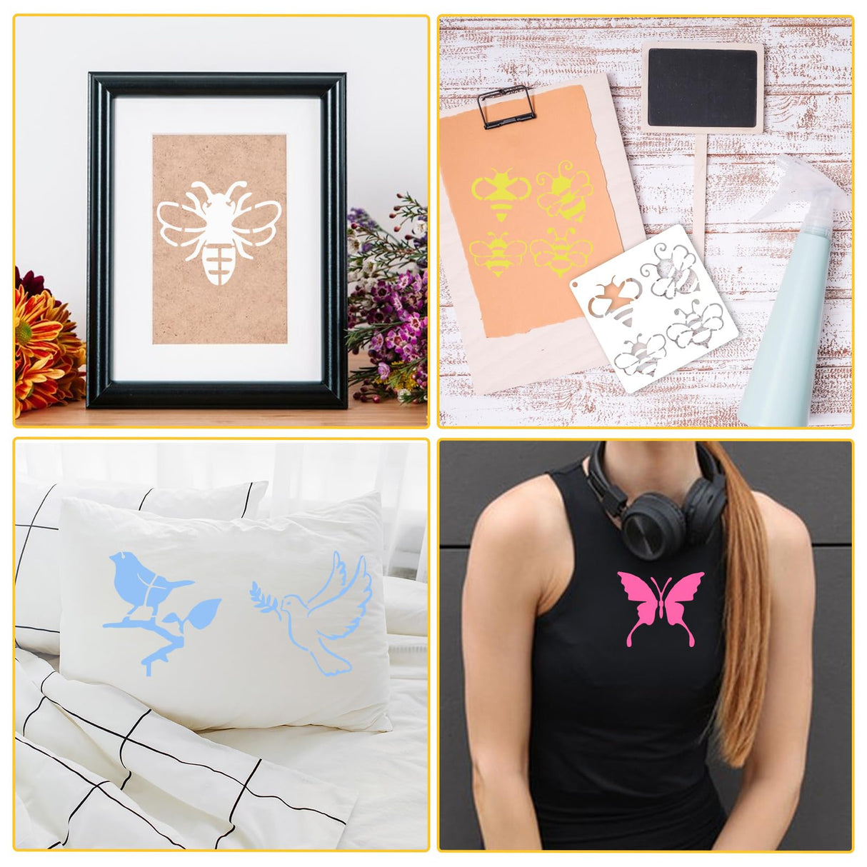 Yuanchu 15 Pcs Sunflower Bee Stencil Birds Stencils Butterfly Dragonfly Templates, Reusable Nature Stencils for Painting DIY Craft Stencils for Drawing on Wood Wall Canvas Rock Chalkboard Yuanchu