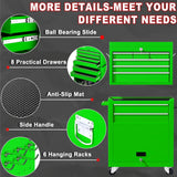 Dawmilon 8-Drawer Rolling Tool Chest, 2-in-1 Tool Box Organizer with Lockable Wheels, Sliding Drawers, and Detachable Top, Garage Workshop Tool Storage Cabinet, Green Dawmilon