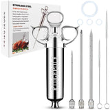 RIDGEPOLE Meat Injector, Marinade Injector with 3 Marinade Needles,Seasoning Injector, Turkey Injector Syringe，2-OZ Large Capacity, All Stainless Steel 2024 UPDATE RIDGEPOLE
