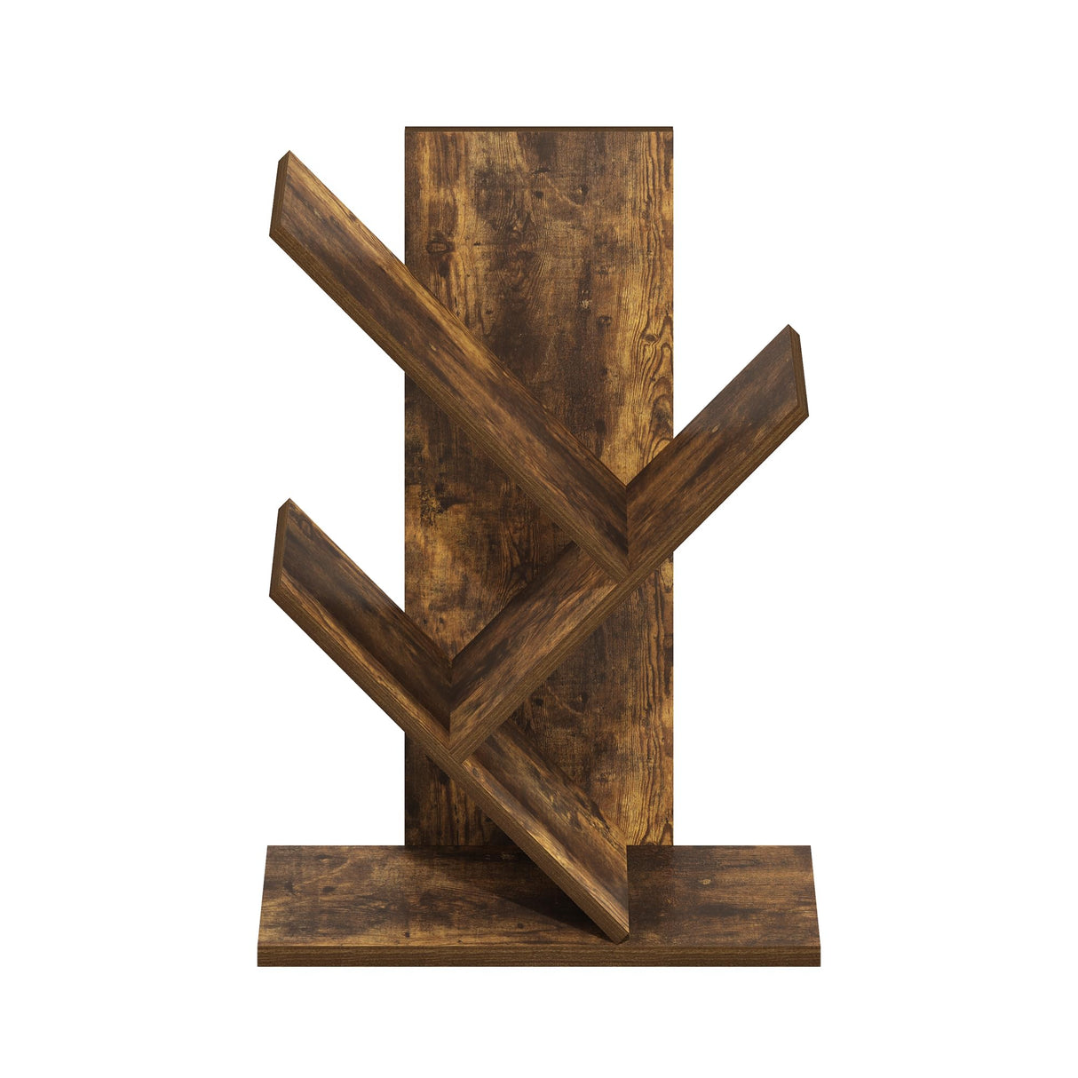 Furinno Tree Book Shelf, 3-Tier Bookshelf, Tree Bookcase for Room Decor, 8.4 x 15.7 x 21.3, for Living Room, Bedroom, Home Office, Amber Pine Furinno