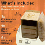 WildYard Owl House with Real Wood - Easy to Hang - Prebuilt Nesting Box for Kestrels - Cedar Shavings & Screws Included WildYard