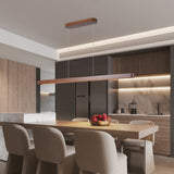 YISDESIGN 71" Wood Linear Pendant Light Wood Linear Dinning Room Light Island Lights LED Dimmable Linear Chandelier 40w for Dining Room Pool Table Walnut Color YISDESIGN