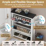 Loomie Farmhouse Shoe Cabinet,Free Standing Tipping Bucket Shoe Rack Organizer with 2 Flip Drawers,Entryway Narrow Shoe Storage,Modern Slim Hidden Shoe Cabinet with Doors & Storage Cubby, White Loomie