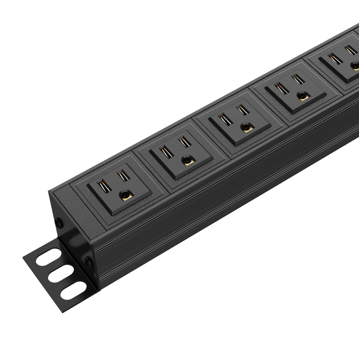 BTU 6 Outlet Power Strip, Metal Mountable Power Strip Surge Protector, Heavy Duty Wall Mount Power Outlet for Commercial, Industrial, Workshop, 6FT Power Cord, 15A/125V 1875W (Black 6FT) BTU