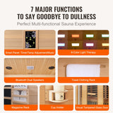 VEVOR 3 to 4 Person Far Infrared Wooden Sauna, Room Home Sauna Spa, Low EMF Far Infrared Hemlock Wood Sauna with Tempered Glass Door & Bluetooth Speakers & Chromotherapy Lights, 2580W Indoor VEVOR