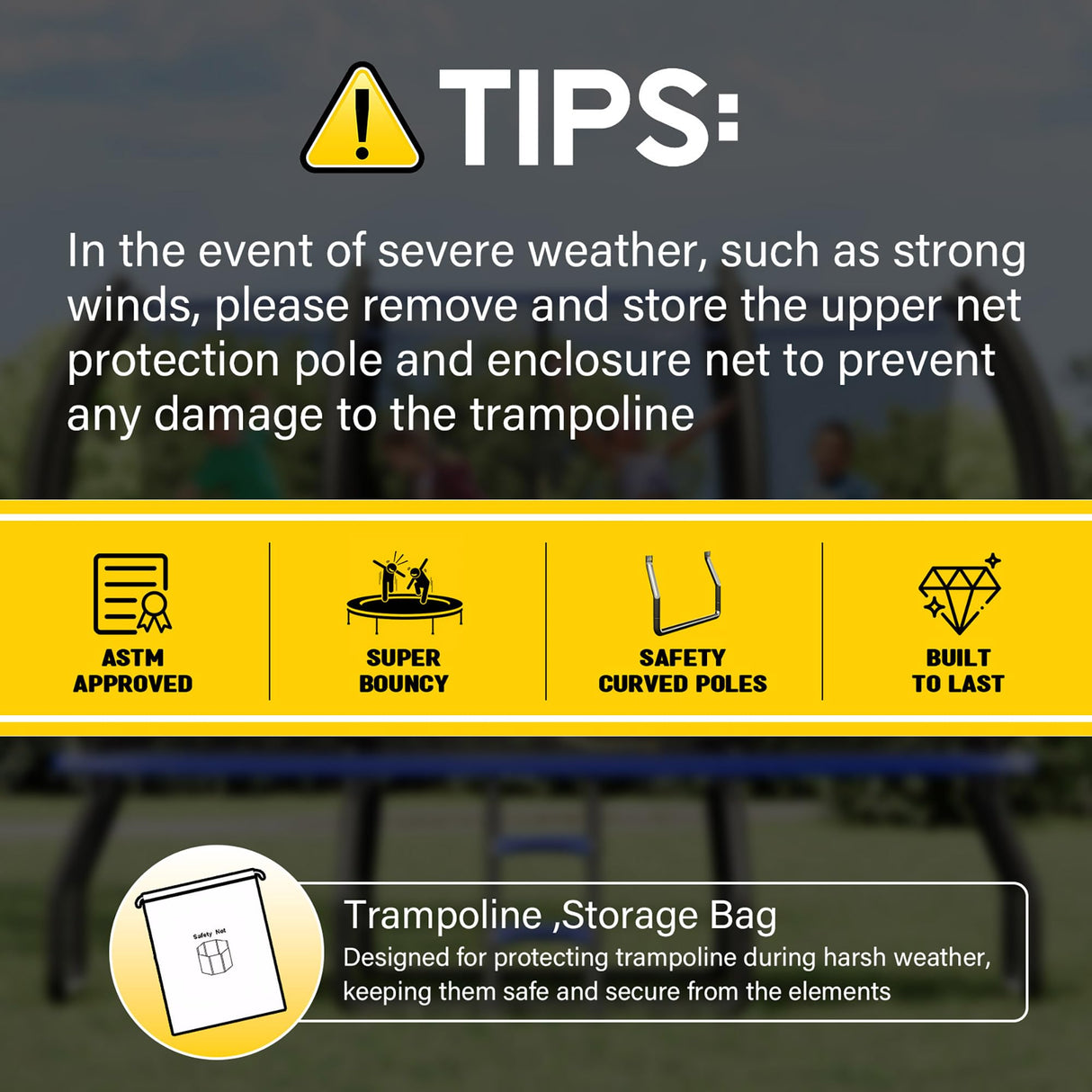 YUMPIE 8FT 10FT 12FT 14FT 16FT Trampoline with Pop-up Quick Connector, Trampoline Outdoor with Enclosure and Ladder, ASTM Approval for Kids and Adults YUMPIE