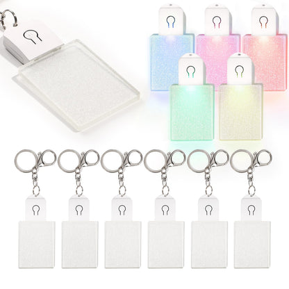 PYD Life 12 Pack Sublimation LED Keychains Acrylic Blanks Rectangle Glitter 2.55" x 1.8",1/6" Thick(4 mm) Light Up 7 Colors Sublimation Night Light Blanks