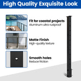 Muzata Aluminum Black Side Mount Cable Railing Post 36 Inch 36"X2"x2" Level Drilled Space-Saving Cable Railing System Kit Indoor Outdoor Seaside with Paper User Guide PW02 BHAS Muzata