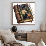 Witch’s Spell Book Diamond Art Kits for Adults-Mystical Halloween 5D Diamond Painting Kits for Beginners Pumpkin,DIY Full Round Drill Gem Art Paint by Diamonds Black Cat,Home Wall Decor 13.7X13.7inch SJDIYSTORE