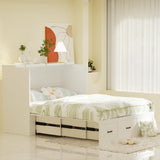 Full Size Murphy Bed with Charging Station and Drawer Farmhouse Cabinet Bed Wood Space-Saving Hidden Folding Platform Bed Chest for Home Office Bedroom Guest Room Apartment,White NEBZHASK