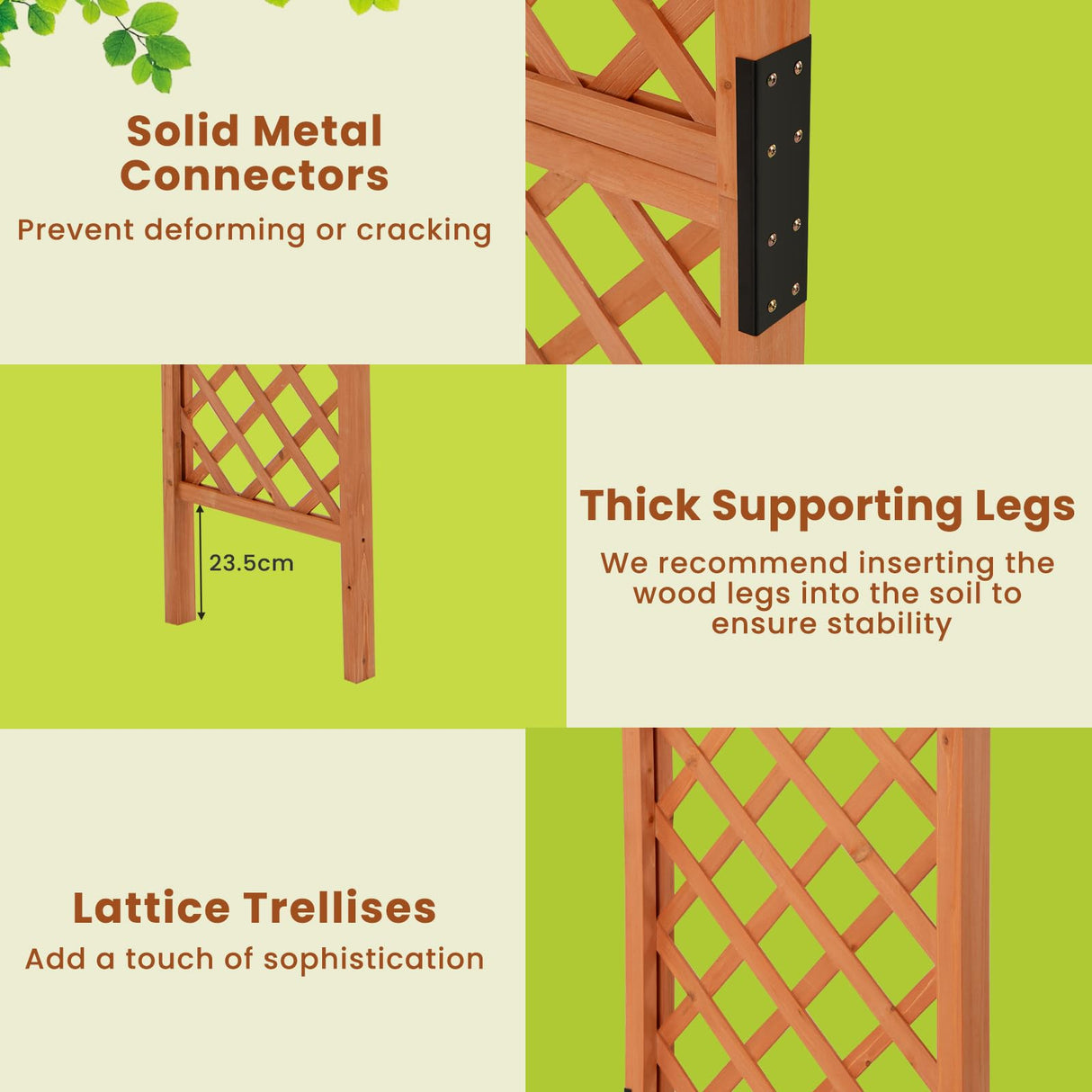 HAPPYGRILL 7.7 FT Wooden Garden Arbor, Outdoor Wood Garden Trellis for Climbing Plants, Wedding Arch Pergola for Ceremonies Parties, Solid Wood Backdrop Stand, Greenhouse Patio Lawn Decoration HAPPYGRILL
