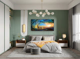 Cao Gen Decor Art S06750 Giant Wave Water Wall Art Canvas Prints 1 Panels Ocean Waves Pictures Paintings with Sunset Blue Seascape Framed for Living Room Bedroom Kicthen Office Artwork Cao Gen Decor Art
