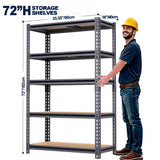 ZEUKMXOO Black Metal Shelves, 35.55''×16''×72'' Heavy Duty Garage Racks, Free Standing Shelf, Adjustable Storage Unit Organization, 2400 LBS Load-Bearing Capacity ZEUKMXOO