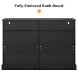 DICTAC Dresser for Bedroom with LED Lights and Charging Station, Black Dresser with No Handle Drawers, Modern Chest of Drawers, Dimensions 50.4''L x 15.7''D x 36.7''H DICTAC