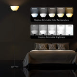 PESRAE Floor Lamp, Remote Control with Stpeless Color Temperatures and Brightness, Torchiere lamp for Bedroom, Living Room, Bulb Included (Matte Black) PESRAE