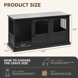 Homiflex 53.54 Inch Wooden Dog Crate Furniture Heavy Duty Dog Kennel Furniture with Sliding Doors for Large Breed Decorative Solid Wood Dog Cage End Table for Indoor, Dark Grey Homiflex