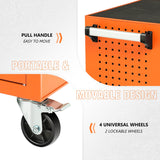 DNA MOTORING 3-Drawers Rubber Top Utility Rolling Tool Chest Cabinet with Wheels, Heavy Duty Industrial Service Cart Keyed Locking System, for Garage Warehouse Workshop, Orange, TOOLS-00405 DNA MOTORING