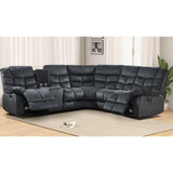 EBELLO Manual Reclining Sectional Sofa Set for Living Room, Soft Fabric Recliner Corner Sectional Couch with Center Console, Cup Holder and Storage, Grey EBELLO