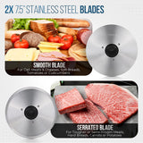 Meat Slicer, 200W Powerful Electric Food Slicer-Deli Meat Slicer Machine for Home Use for, Cheese, Bread, Vegetables-2 Round 7.5" Stainless Steel Blade, Child Lock Protection & Adjustable Thickness Ecomerr