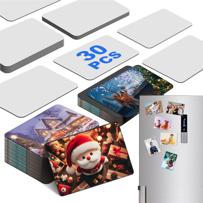 Guiqulai 30PCS Sublimation Magnet Blanks 4x3 inch, DIY Sublimation Refrigerator Magnet Personalized Sublimation Blanks Bulk Decorative Sublimation Magnets for Home Fridge Microwave Oven Door