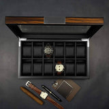 Lifomenz Co 12 Watch Box for Men Watch Display Case Wood Luxury Watch Box with Large Glass Window,Watch Organizer Box with Ultra Smooth PU Leather Interior Lifomenz Co
