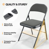 VINGLI 6 Pack Gray Folding Chairs with Padded Seats, Metal Frame with Comfortable Fabric Seat & Back, Capacity 350 lbs VINGLI