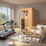 HomeMiYN Far Infrared Saunas for Home, 1 Person Canadian Hemlock Wood Low EMF Dry Sauna Room Indoor Mini Personal Sauna with Carbon Heaters, Control Panel, Bluetooth Speakers, 800W/110V HomeMiYN