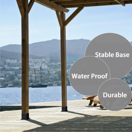 4x4 Stainless Steel Deck Post Base 4pcs | Internal 3.5"X3.5"| 13ga Thick Matte Black Powder Coating Post Anchor , 4x4 Post Bracket for Wood Posts, Fence, Deck Railing, Handrail Railing Support GHLTXKJ