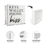 Entryway Table Decor Wooden Box Sign,Keys Wallet Phone Kiss Wood Box Sign Desk Decor, Entry Way Decor,Entry Way Table Home Decor OFlich