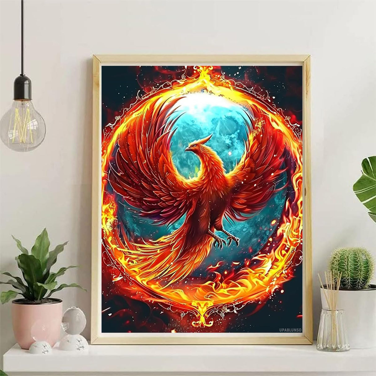 UPABLUNSO Fire Phoenix Diamond Art Painting Kits for Adult, Animals 5D Diamond Art for Adults, Round Drill Painting by Diamonds Art and Crafts for Home Wall Decor Gift 12x16in/30x40cm UPABLUNSO