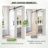 Fredbeck 24x84 inch Double White Barn Door with 8FT Barn Door Hardware Kit Included,with MDF and Wood, Solid PVC Surface,DIY Assembly,5-Panel,48inch FREDBECK