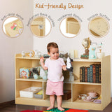 PTINFLUCE Wooden Montessori Shelf - 5-Section Toy and Book Storage Organizer for Kids Rooms PTINFLUCE