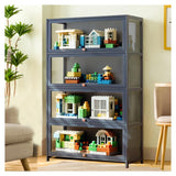 NENAGGE Curio Display Cabinet with Acrylic Doors for Collectibles Small Curio Cabinet 4 Tier 3 Tier Figures Display Case Toys Display Shelves Vitrina Storage Cabinet,Gray,4 Tier_Flip Up Door NENAGGE