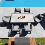 Home Care Wholesale 7 Pieces Patio Dining Set for 6 - All Weather Outdoor Dining Sets, All in One Outdoor Table and Chairs, Wicker Outdoor Patio Furniture Sets with Cushions and Pillows, Grey Home Care Wholesale