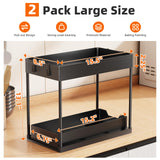 Simple Trending Under Sink Organizer 2 Pack, Sink Pull-Out Sliding Storage Cabinet, 2-Tier Under Shelf Organizer for Kitchen Bathroom, Black Simple Trending