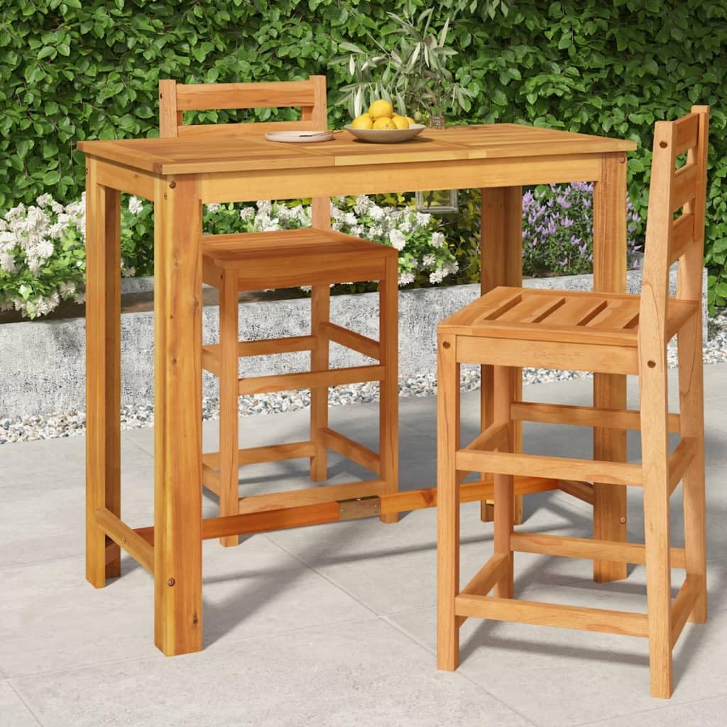 vidaXL Outdoor Solid Wood Acacia Bar Table, Durable and Weather-Resistant with Oil Finish, Modern Design Patio Furniture, Size 47.2"x23.6"x41.3" vidaXL