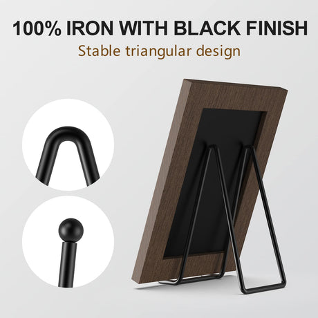 3 Pack 6 Inch Plate Stands for Display Picture - Vinyl Table Top Display, Decorative Metal Frame Holders for Book , Photo and Platter, Tabletop Art, Black 3 Packs HONGYUTAI