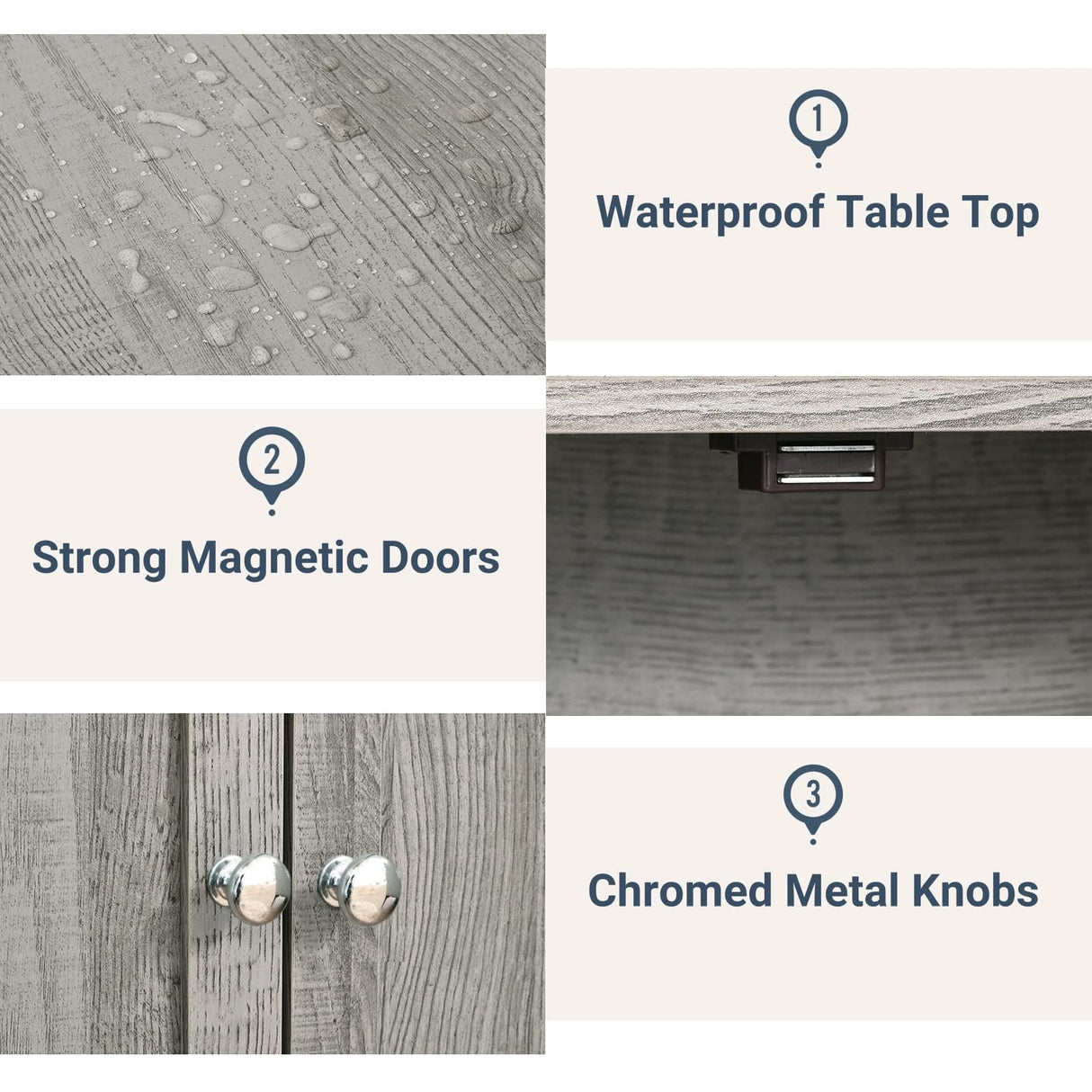 Iwell Storage Cabinet, Floor Storage Cabinet with 2 Adjustable Shelves & 2 Doors, Wooden Shoe Cabinet for Entryway, Office, Living Room, Gray Iwell