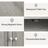 Iwell Storage Cabinet, Floor Storage Cabinet with 2 Adjustable Shelves & 2 Doors, Wooden Shoe Cabinet for Entryway, Office, Living Room, Gray Iwell