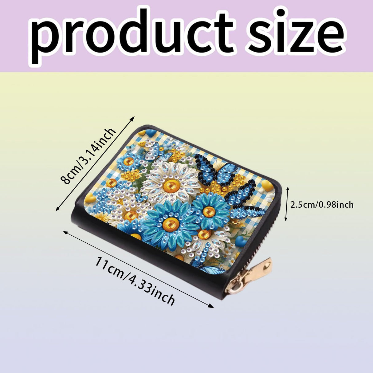 yzARTche Diamond Art Painting Credit Card Wallet, RFID Blocking DIY Gem Art PU Leather Zipper Card Holder Wallet for Women-05-Flower Butterfly yzARTche