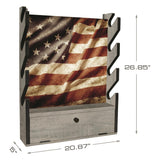 Rush Creek Creations, Patriotic Gun Rack for Wall, Storage for 4 Guns, Rifles or Shotguns, American Flag Gun Rack Display, Wall Mount, Additional Storage for Gun Accessories Rush Creek Creations
