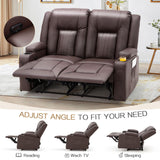 YODOLLA Loveseat Recliner with Cup Holders&Side Pockets, Home Theater Seating Manual RV Reclining Couch Sofa Double Recliner, Brown YODOLLA