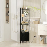 Furnulem Corner Shelf,5-Tier Corner Cabinet with Storage and LED Light, 62.8” Standing Display Bookshelf for Bedroom, Living Room, Kitchen, Wood Display Shelf (Black Oak) Furnulem