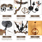 Rviezza 19.49'' Farmhouse Wood Chandelier, 4-Light Rustic Dining Room Light Fixture, Orb Chandelier Light Adjustable Height, Pendant Lighting for Kitchen Island Foyer Living Room Over Dining Table Rviezza