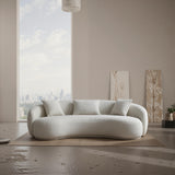 Acanva Modern Curved Sectional Living Room Couch, Minimalist Comfy Boucle Fabric Modular Sofa for Apartment, Home Office, 3-Seater, White Acanva