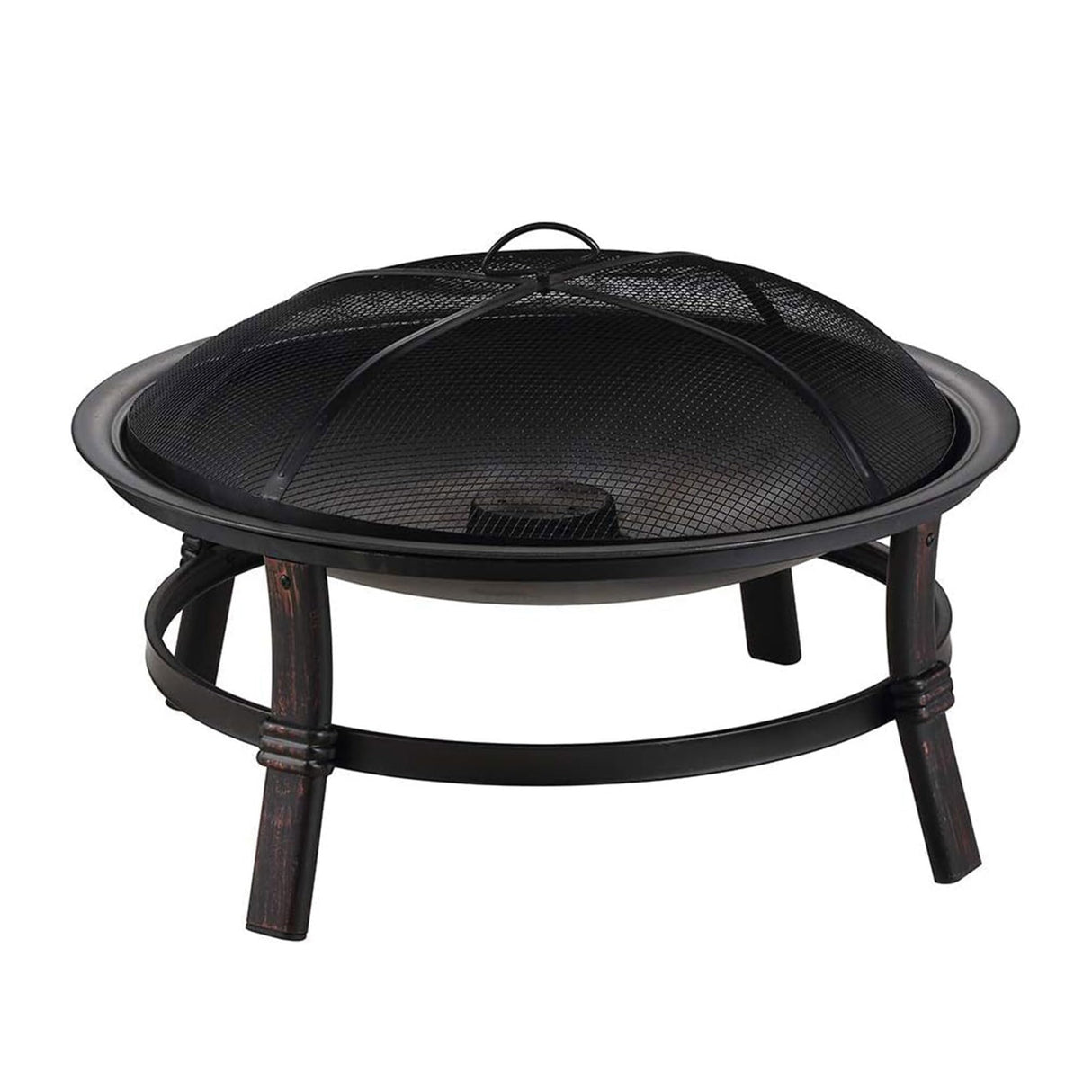 Mr. Bar-B-Q 29 Inch Wood Burning Steel Fire Pit Bowl Outdoor Bonfire Fireplace with Spark Screen and Poker for Deck, Patio, and Backyard Porch, Black Endless Summer