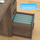 HSH Large L Shaped Home Office Desk with Drawers, Rustic L-shaped Computer Desk with Storage File Cabinet Shelves, Corner Reversible Metal Wood Executive Work Study Writing Table, 59 Inch Bedroom Desk HSH