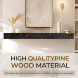 YLYHSST 60" Fireplace Mantel, 3'' Thick Handmade Rustic Solid Wood - Wall Long Floating Shelf with Invisible Metal Bracket, Black YLYHSST