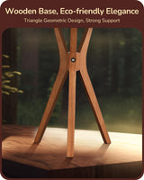 EDISHINE Mid Century Table Lamp, 17.5" Tripod Bedside Lamp with Deep Wood Color Light Base & Beige Linen Lampshade, Nightstand Lamp for Bedroom, Living Room, Reading Room, E26 Base EDISHINE