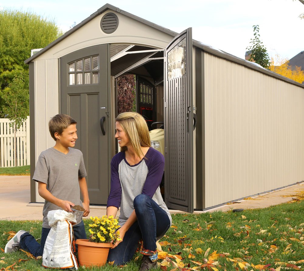 Lifetime 60127 20 x 8 Ft. Outdoor Storage Shed, Desert Sand - WoodArtSupply